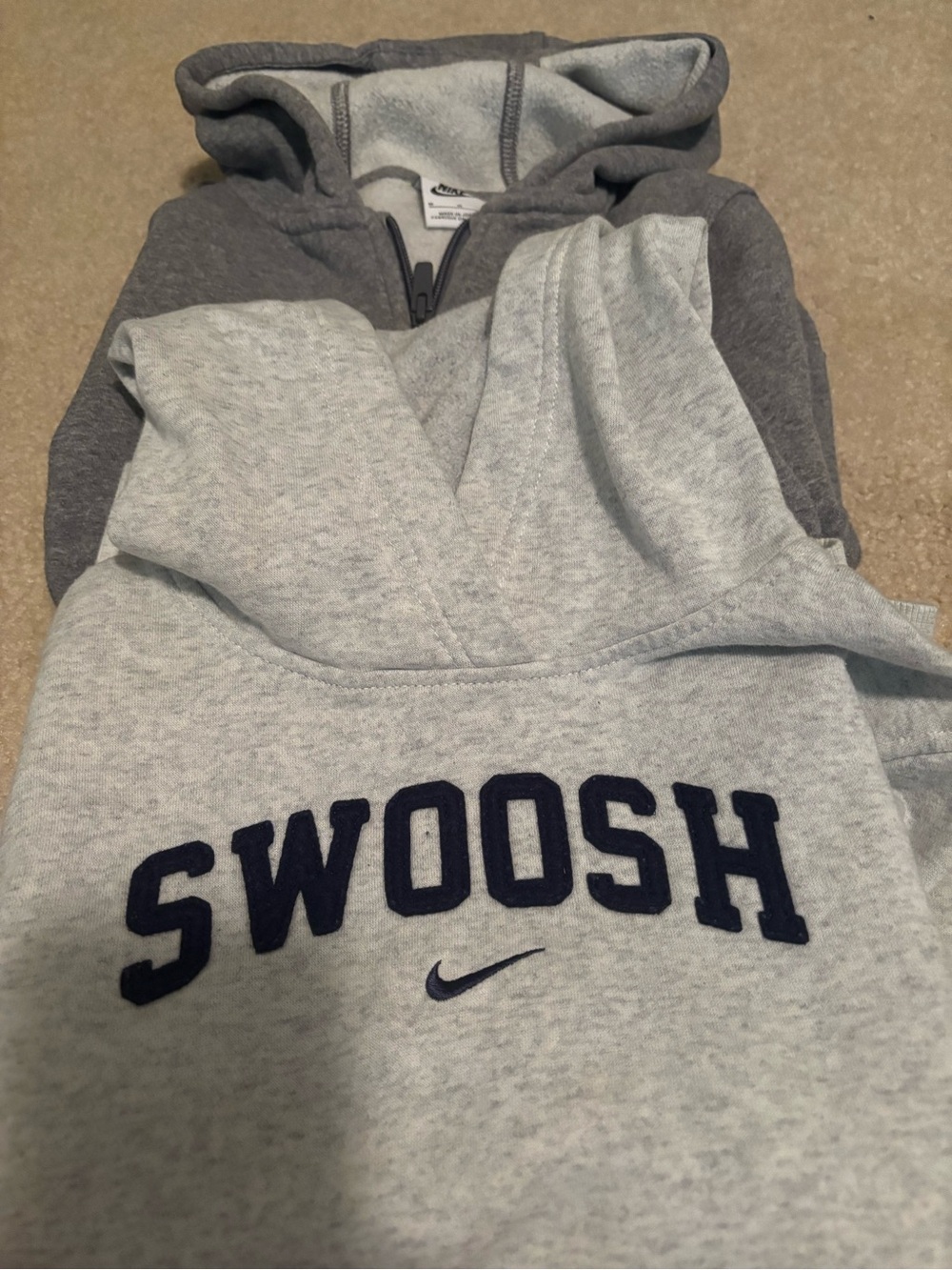 Nike Gray Full-Zip Hoodie with Embroidered Logo- Bundle